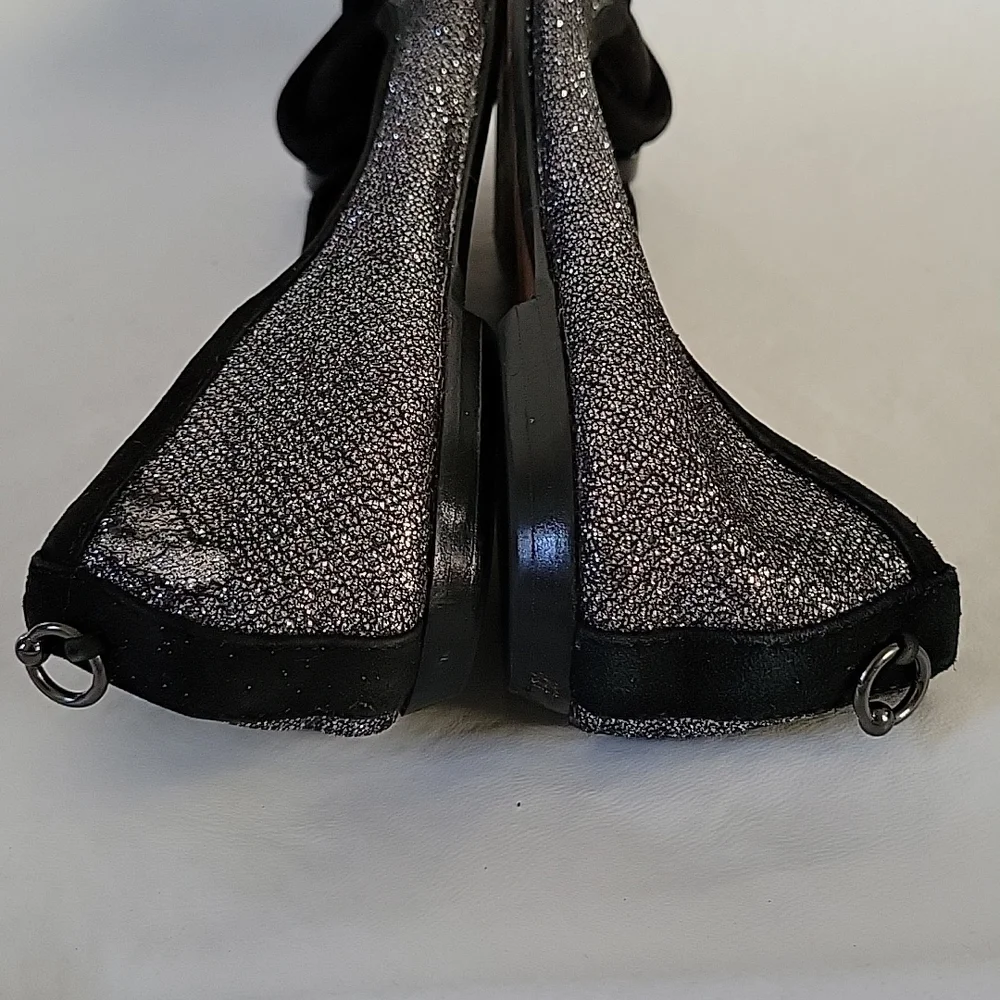 Donald J Pliner Black and Silver Sparkle Gracie Knot Flats Size 7.5